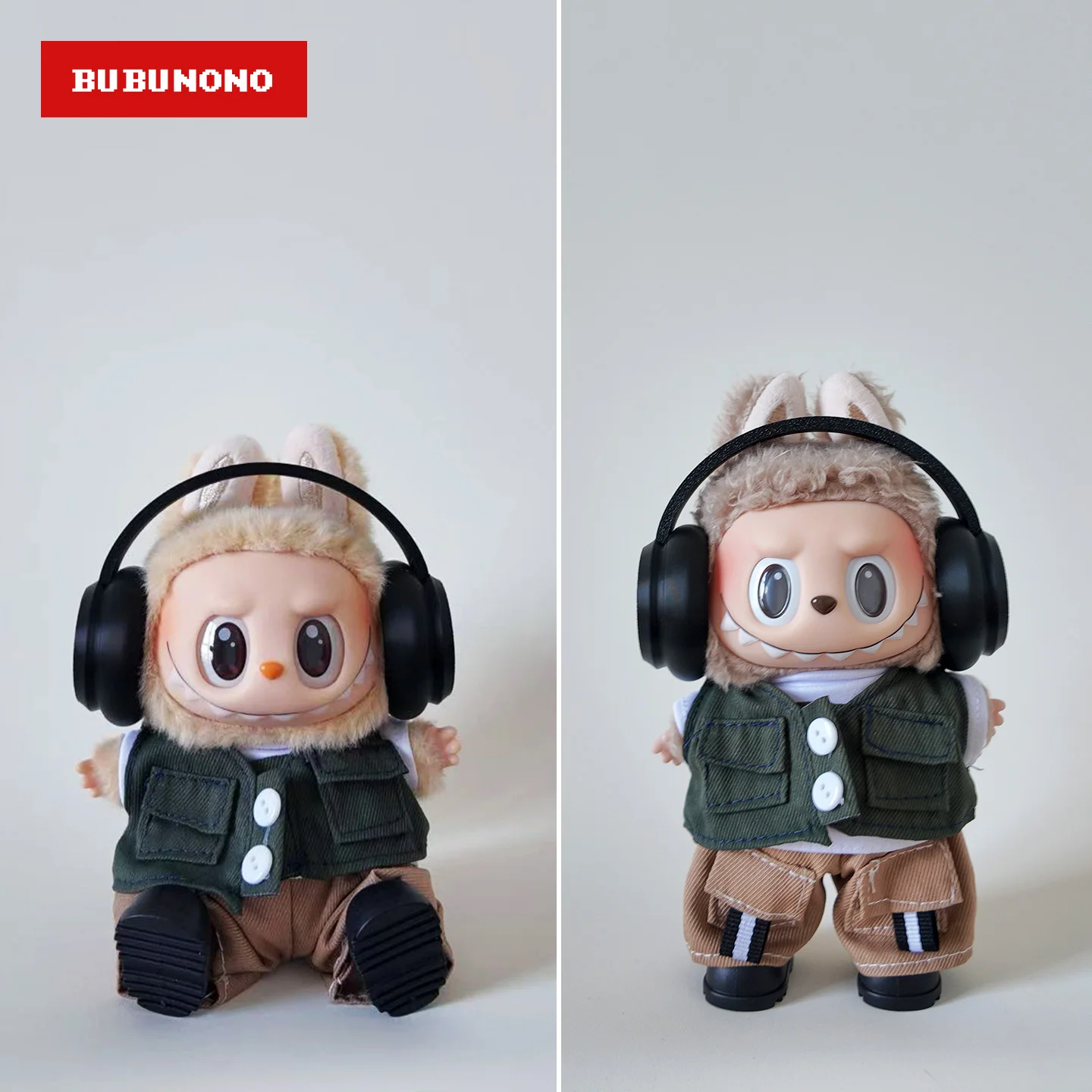

Urban Techwear Labubu Outfit Headphone Boots for 1 2 3 Gen Vinyl Doll Industrial Style Hanging Figure Clothes Cool Costume Set