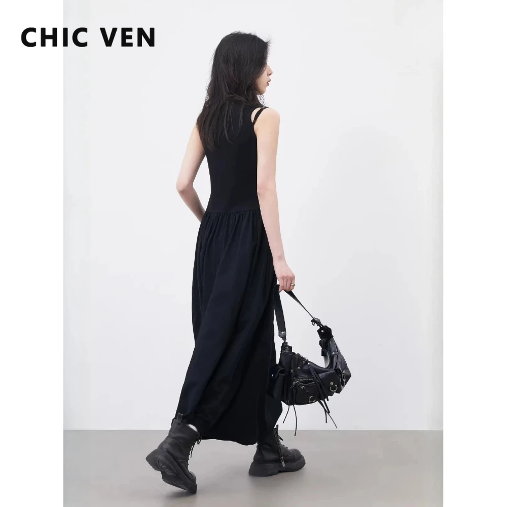 

CHIC VEN New Women Long Dresses Sleeveless Black Loose Casual Ladies Camisole Dress with Large Hem Pullover Spring Summer 2026