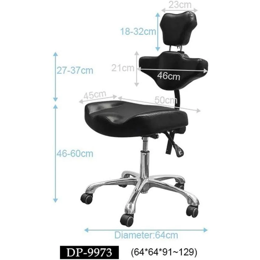 كرسي الوشم الهيدروليكي المتداول البراز كرسي الصالون قابل للتعديل قطب السرج البراز مع عجلات ومسند الظهر المهنية