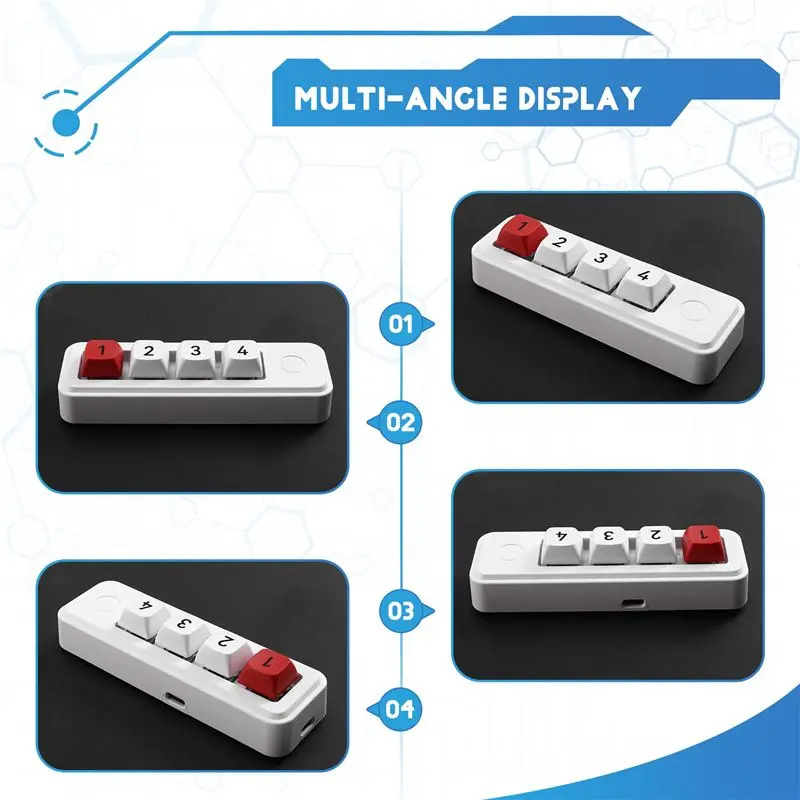 Macro-Programmable 4-Key Keyboard 4-Key Wired Hot-Swappable Keyboard Ergonomic Wired Design For PC/Desktop Gamers 4 Keys White