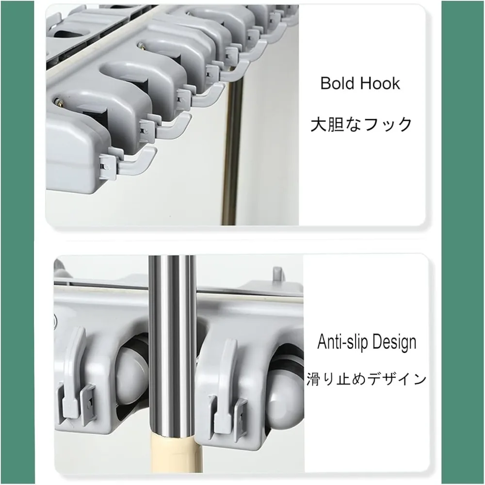 حامل مكنسة وممسحة من الفولاذ المقاوم للصدأ - عربة تنظيم أدوات التنظيف التجارية لتخزين الحديقة والمرآب