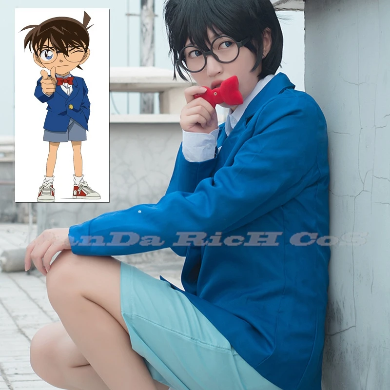 

Anime Detective Conan Kids Adult Edogawa Konan Cosplay Conan Edogawa Case Closed Costume School Uniform Boys Hallowen Party Suit