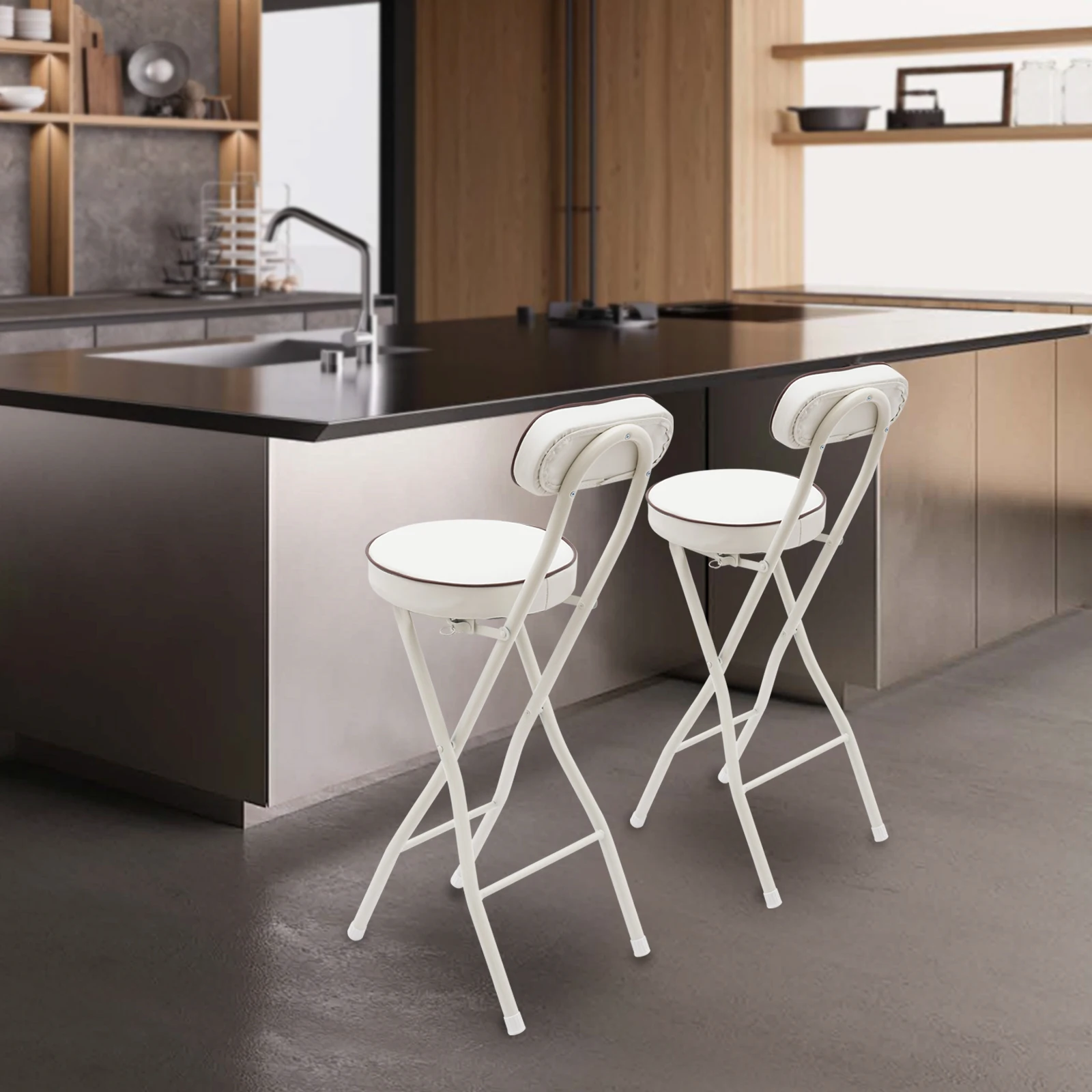 2 قطعة 125 كجم سعة قابلة للطي كرسي مرتفع بار البراز مع وسادة أقدام غير قابلة للانزلاق للمطبخ غرفة الطعام واستخدام المقهى