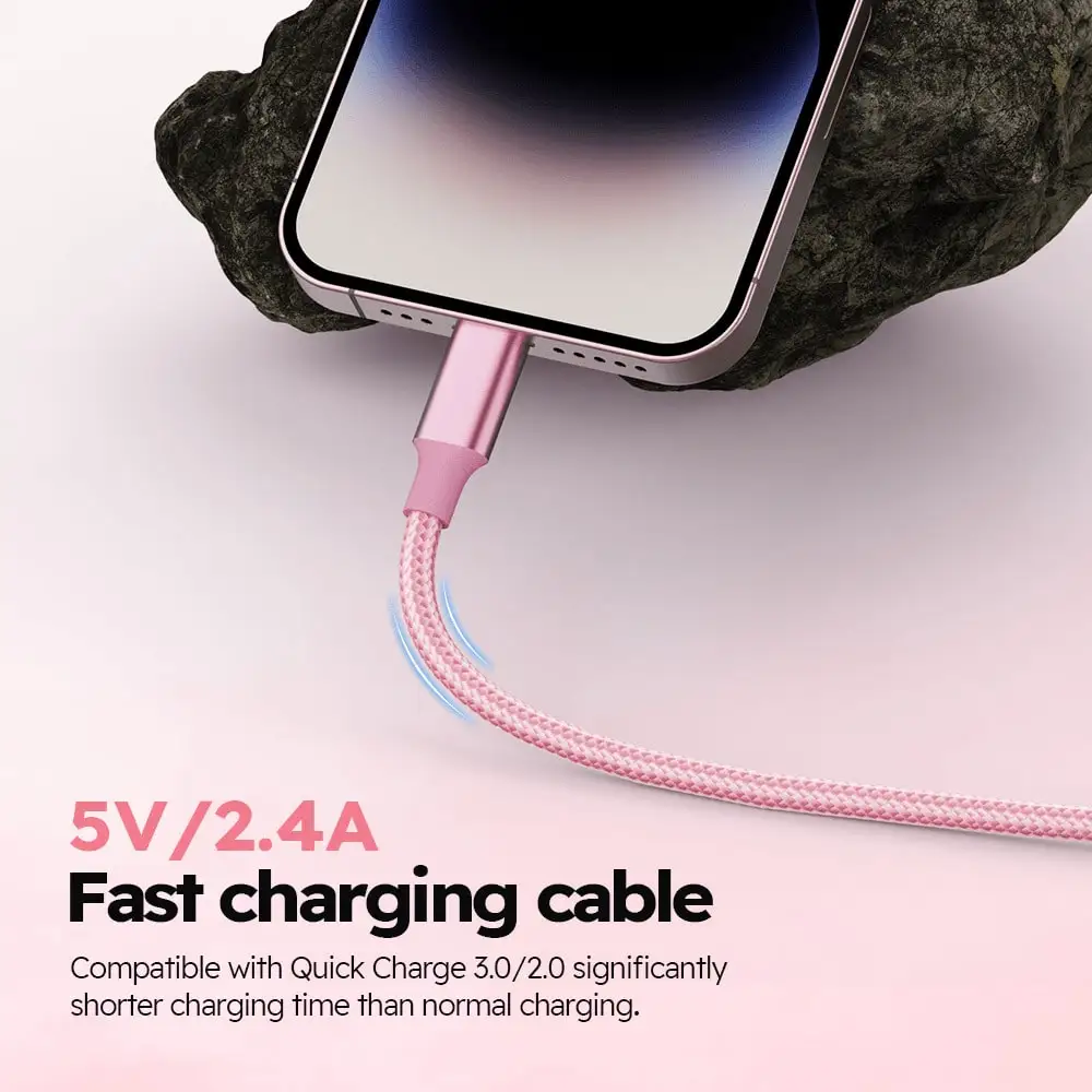 6PCS Nylon Braided Rope Fast Charging USB Cable Type-C To IP Port Cable For iPhone Fast Charging Cable