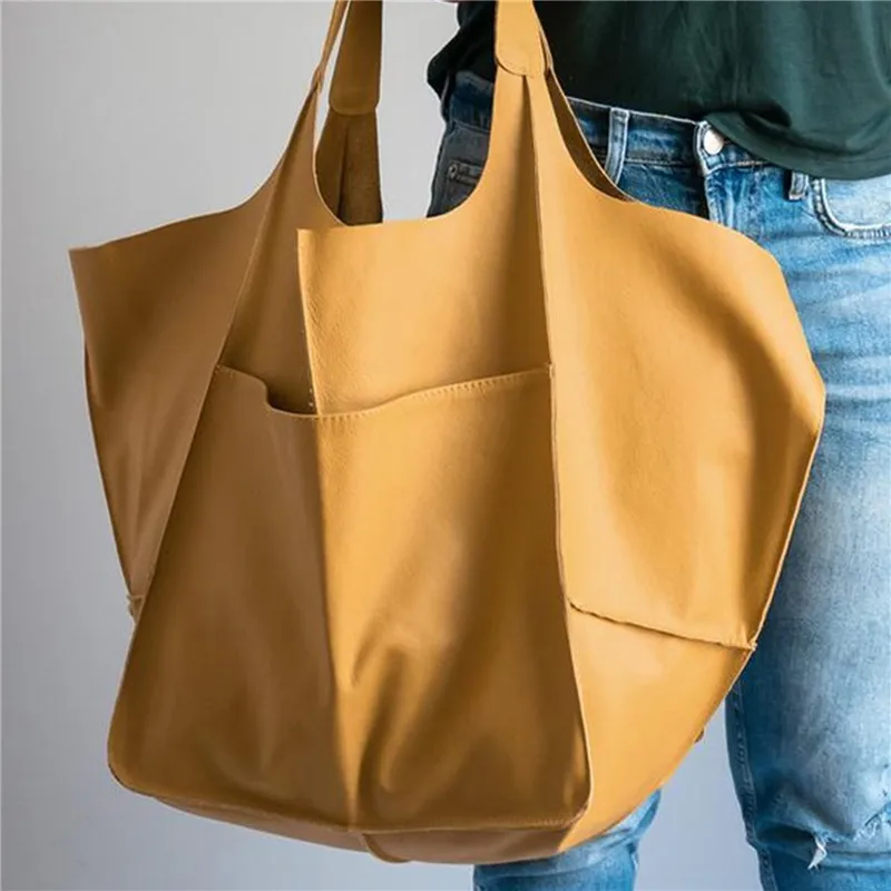 Ladies Single Shoulder Handbags Fashion Casual Soft Large Capacity Tote Luxury PU Bag Retro Big Shopper Purses Bags For Women