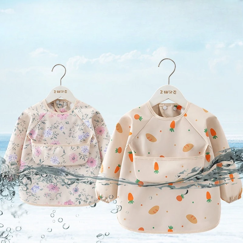 Baby Smock Eating Children Waterproof Reverse Clothes Bib Baby Eating Bib Super Soft Waterproof Baby Rice Pocket