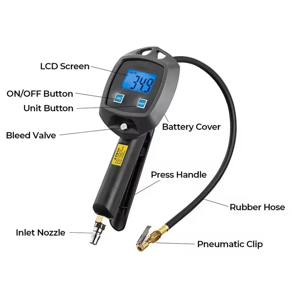 

Digital Display Tire Pressure Gauge Universal Car Tire Manometro Inflation Monitoring High-precision Gun S1N5