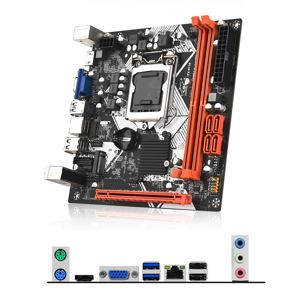 Placa Mãe Desktop H110, LGA 1151, Suporte RAM DDR4, 32GB, NVME, M.2, SATA3.0, USB 3.0, Gigabit Ethernet, HD VGA