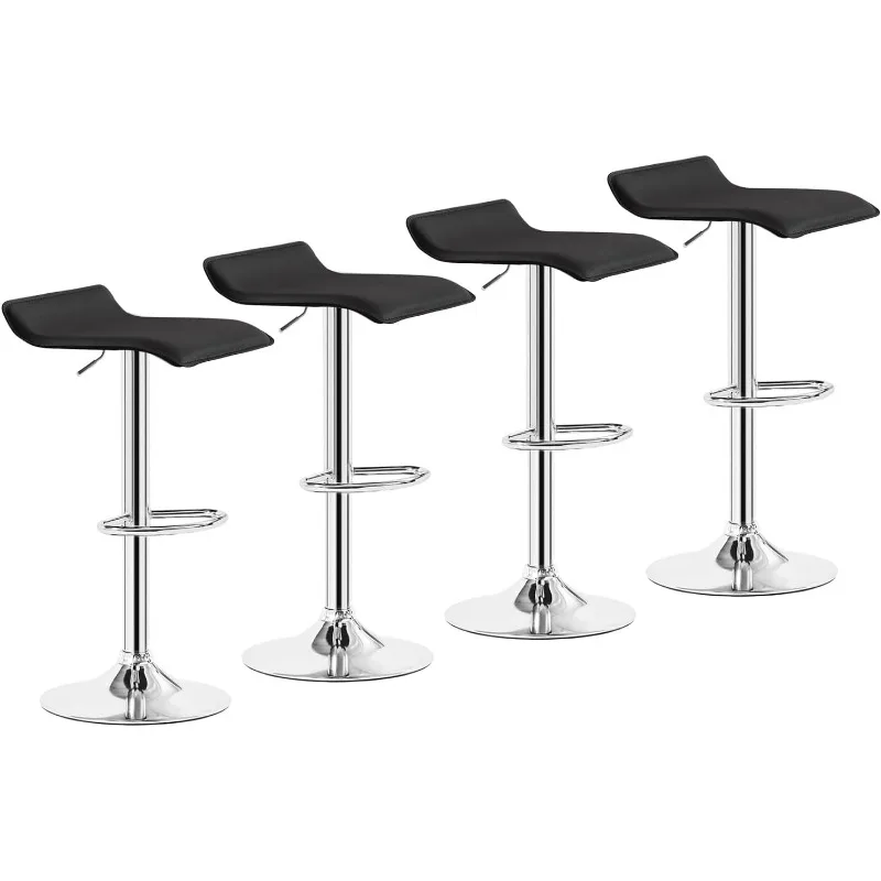 Bar Stools Set of 4, Armless Adjustable Swivel Barstools, Modern Backless Counter Height Stools for Kitchen, Island, Bar,