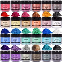 24 Colors Natural Mica Powder Handmade Soap Making Glitter Pearl Powder Epoxy Resin Pigment for Nail Art Decoration Makeup