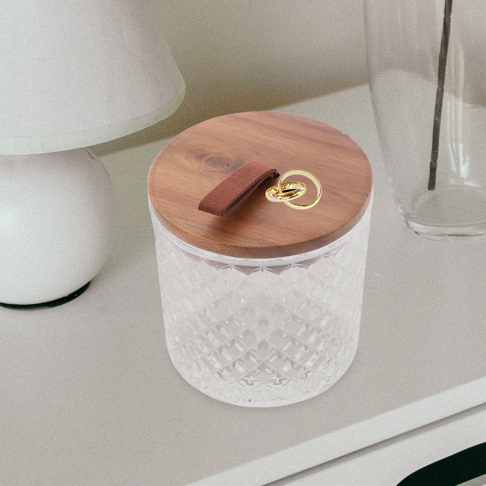 

Premium Airtight Glass Storage Jar with Natural Wood Lid Wide Mouth Food Container for Tea Coffee Beans Grains Nuts Spices Candy