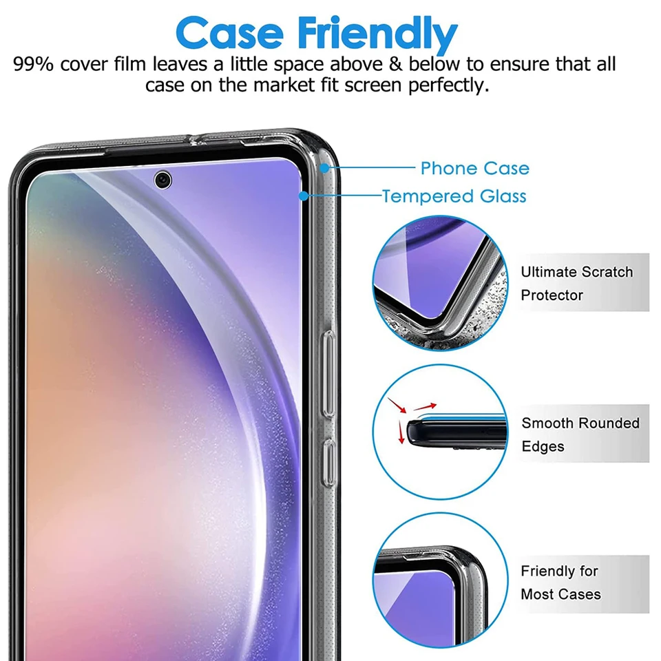 5-1 Pcs Vidrio templado para Samsung Galaxy A12 A22 A32 A42 A52 4G 5G A03 A13 A23 A33 A53 A73 Protector de pantalla para Galaxy A52s 3