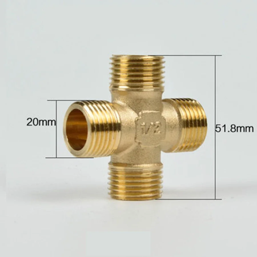 

DN15 G 1/2" BSP Male Cross 4 Way Brass Pipe Coupling Joiner Adapter Fitting