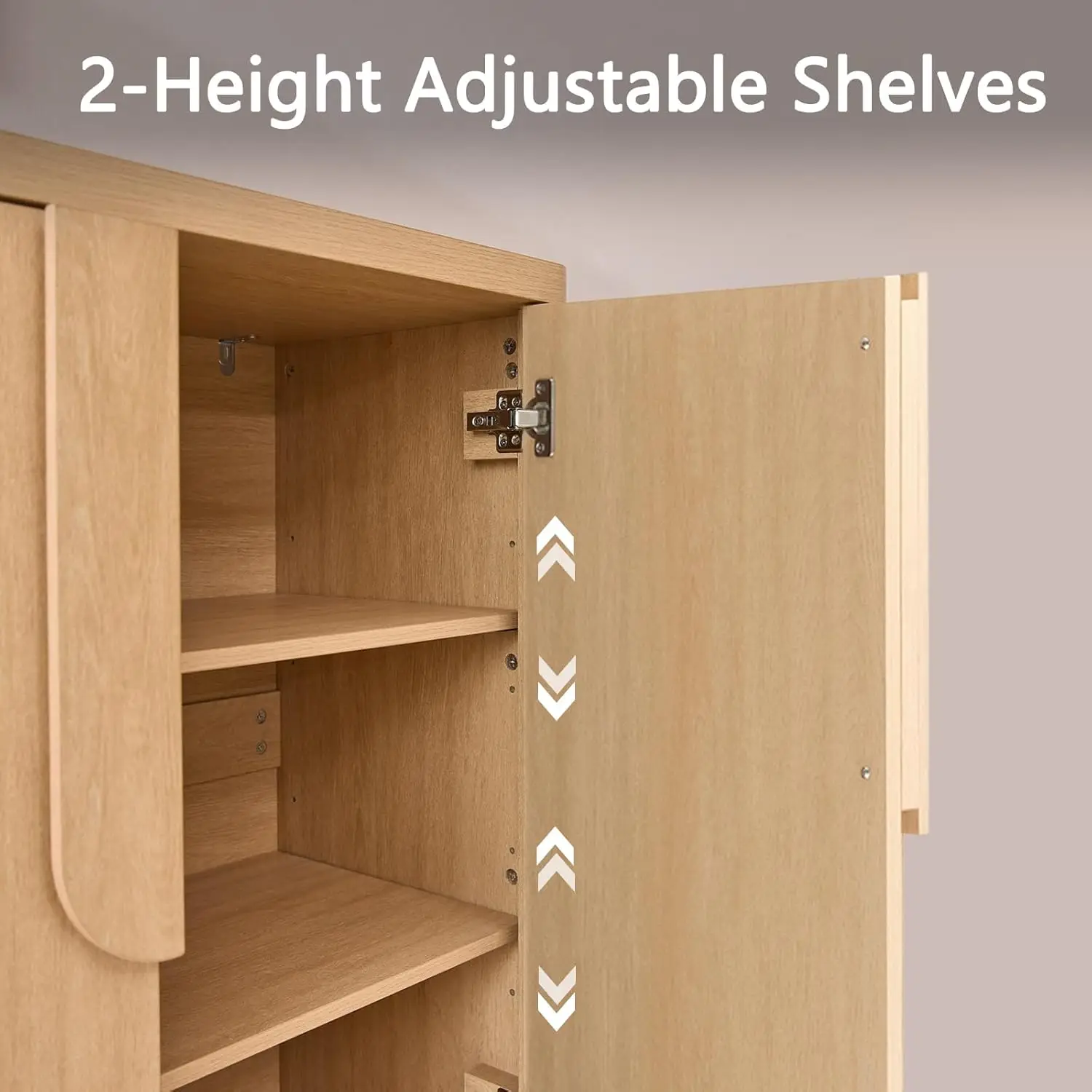 خزانة بوفيه جانبية مقاس 34.5 بوصة مع تخزين، وخزائن ذات مميزة حديثة مع مقابض منحنية وأرفف قابلة للتعديل، وبابين لبار القهوة