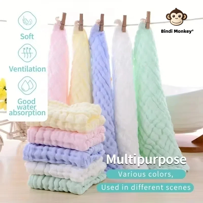 

5 pieces of small square towel Soft and comfortable absorbent children's towel Green spring square kindergarten hand towel face