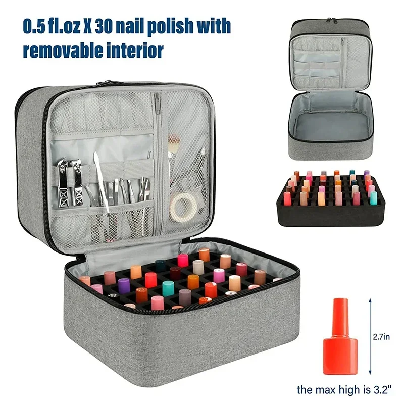 

Portable Nail Polish Organizer Multifunctional Double-Layer Large Nail Supplies Storage Handbag Home Nail Lamp Manicure Toolbox