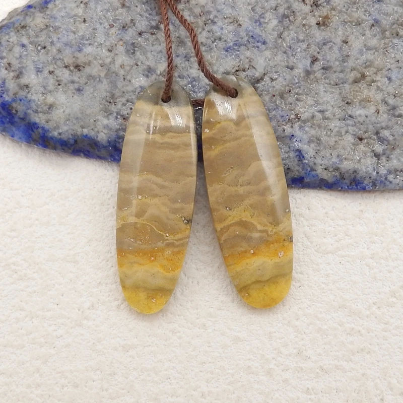 

Natural Stone Oval Earrings For Women Handmade Bumble Bee Stone Statement Earrings Party Gifts DIY Jewelry 32x11x4mm 4g