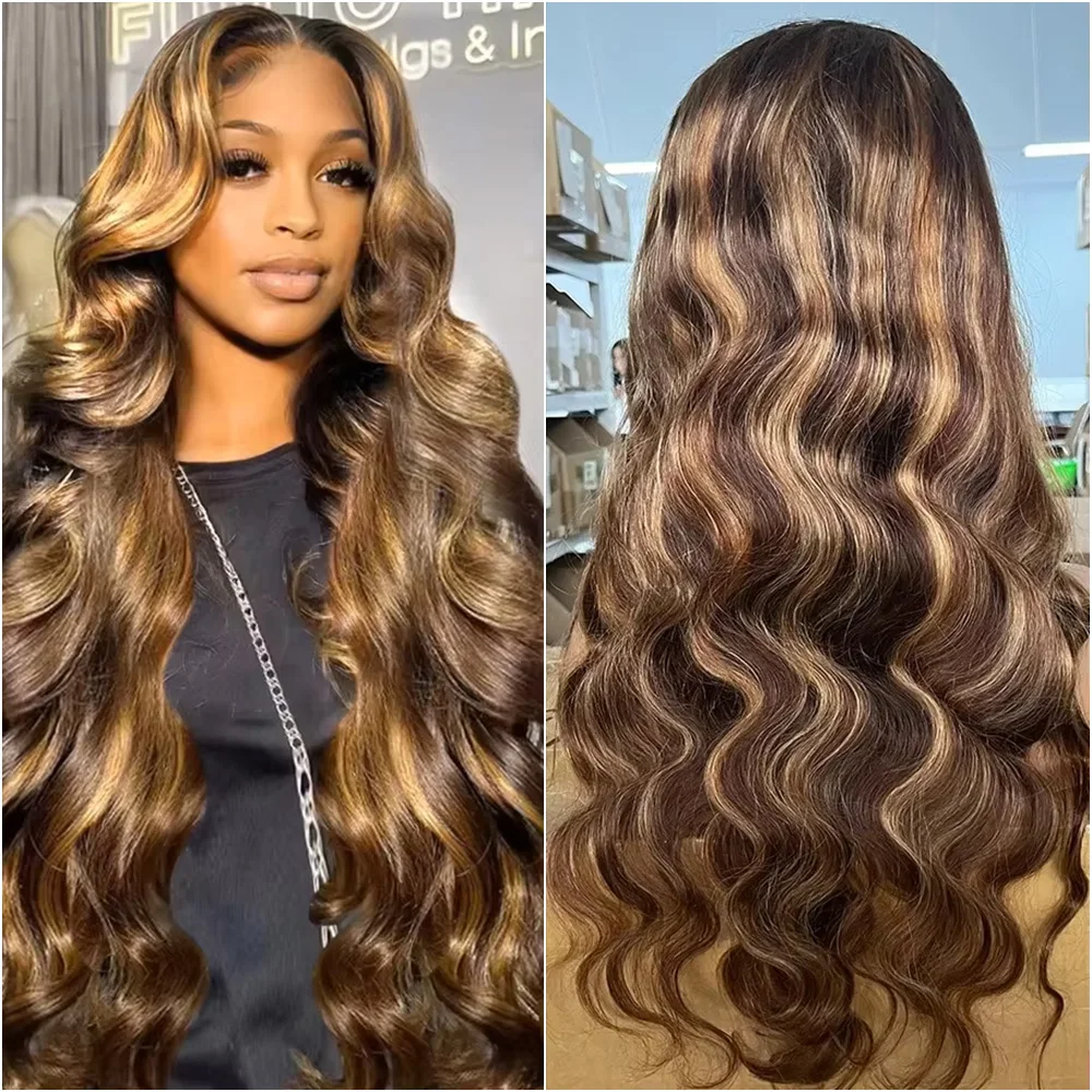 

13x4 13x6 Body Wave Honey Blonde Front Wig For Women Brazilian Remy 200 Density 4/27 HD Transparent Lace Frontal Human Hair Wigs