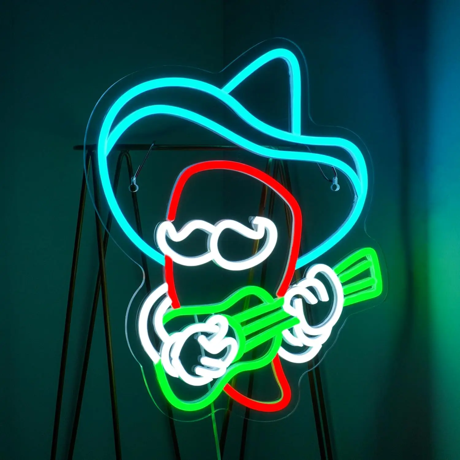 Sombrero de vaquero Chili guitarra letrero de neón USB regulable Anime pimienta luz Led para sala de juegos decoración del hogar dormitorio regalo personalizado