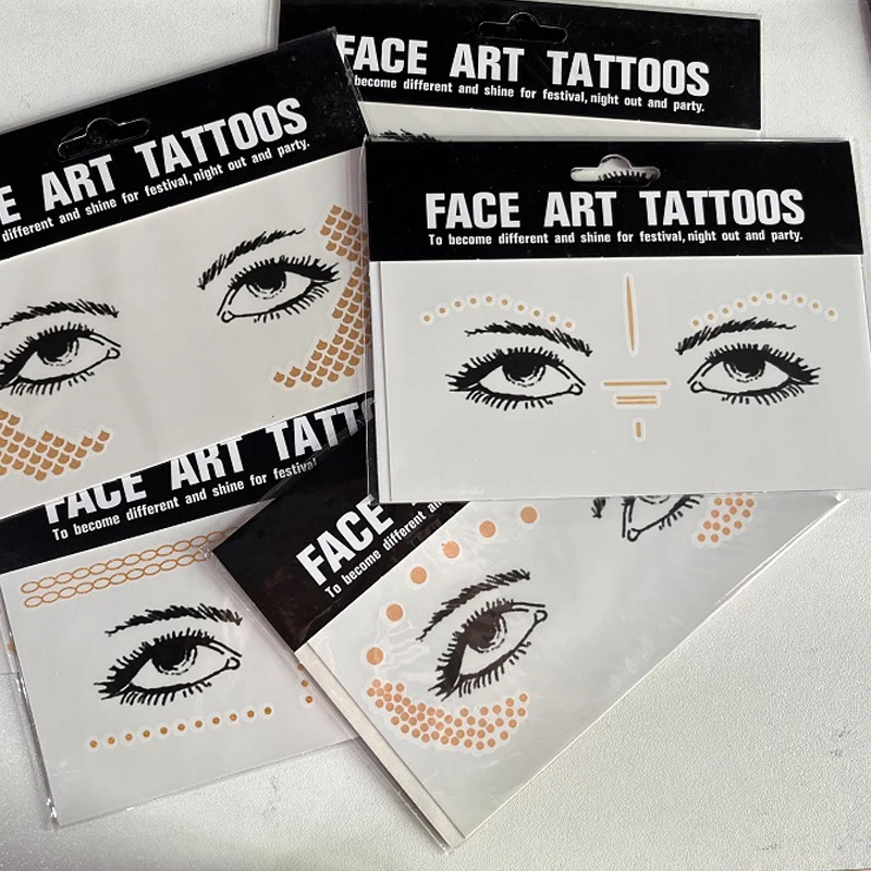فلاش الذهب الوجه المؤقتة الوشم مقاوم للماء منعت النمش ملصقات ماكياج العين وهمية المؤقتة الوشم الفن ملصق 1 ورقة #2