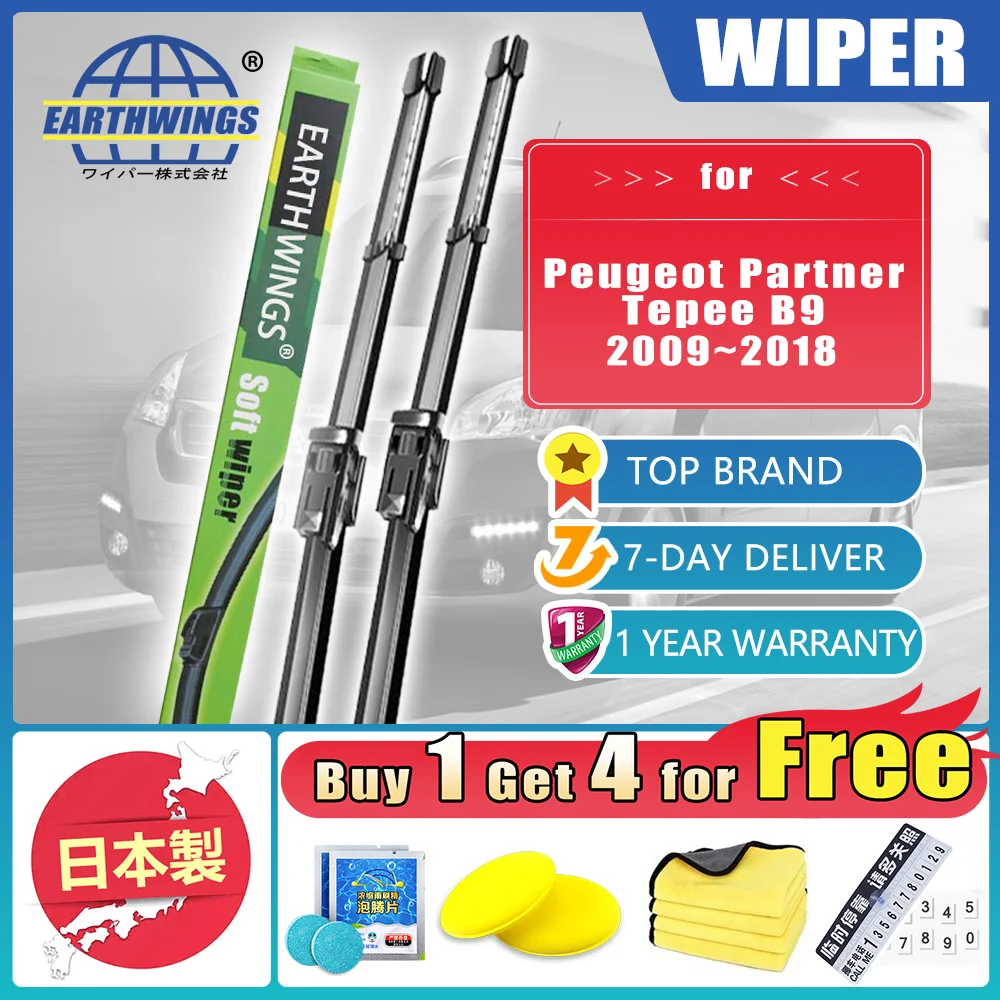 For Peugeot Partner Tepee B9 2009~2018 Front Wiper Blades Brushes Windscreen Windshield Car Accessories 2010 2011 2012 2013 2014