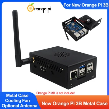 새로운 Orange Pi 3B 금속 케이스 블랙 알루미늄 쉘(냉각 팬 포함) 2024년 5월 이후 새로운 Versoin Orange Pi 3B용 옵션 안테나