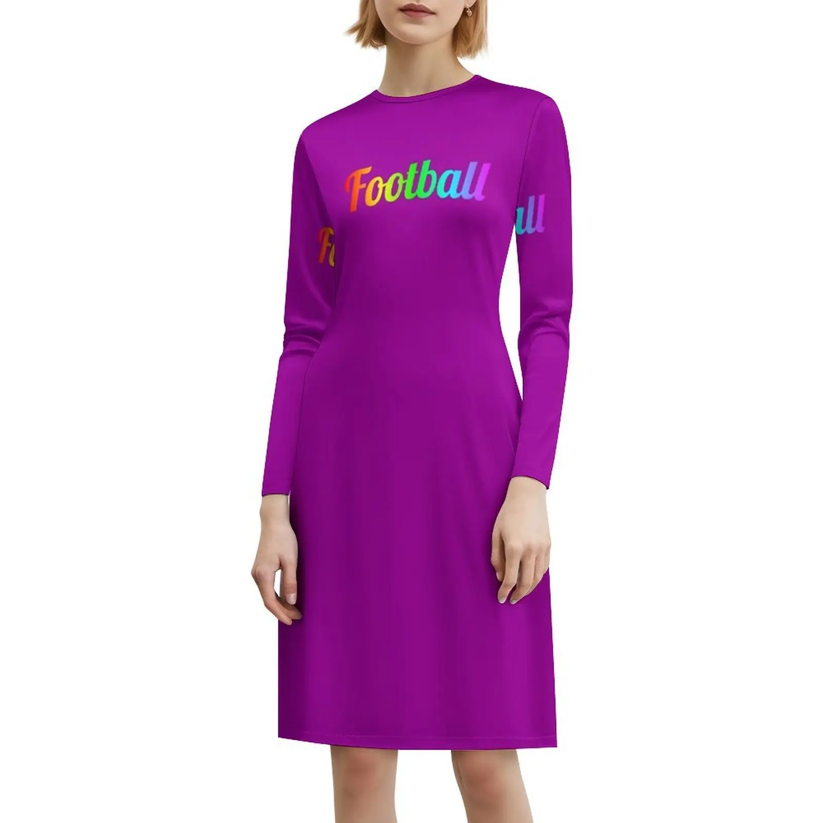 فستان كرة القدم بألوان قوس قزح على الطراز الكوري للنساء، فستان كاجوال أنيق للحفلات أو الارتداء اليومي لكرة القدم الأمريكية والرجبي