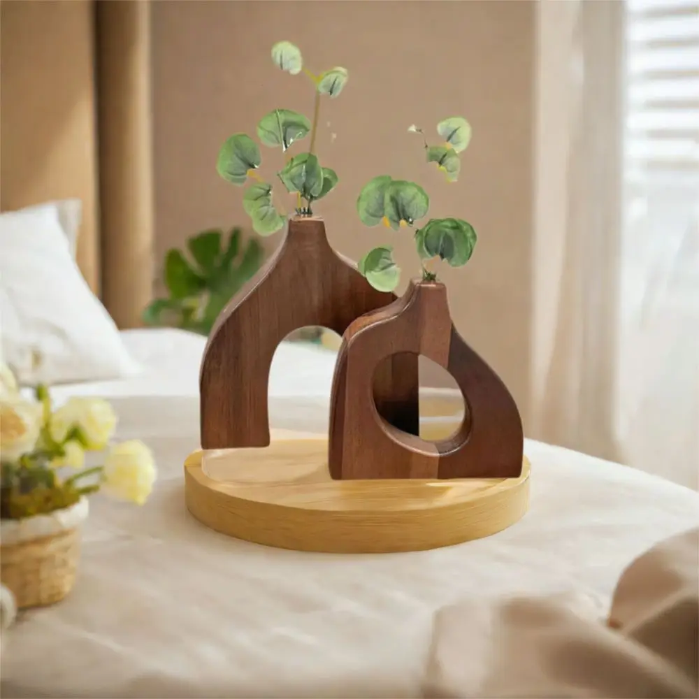 Irregular Shape Wooden Vase Simple Style Solid Wood Flower Container High-end Craftsmanship Floral Arrangement Vase