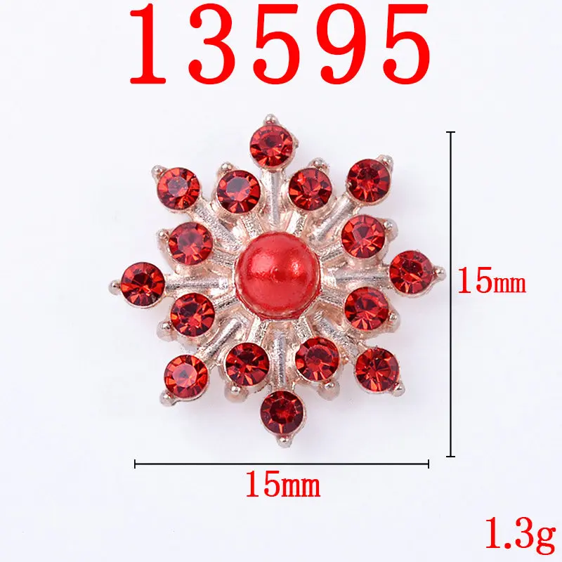 5 Pcs Red Flower Plate Dripping Oil Round Pearl Jewelry Alloy Pendant DIY Necklace Accessories Earring Bracelet Handmade Button