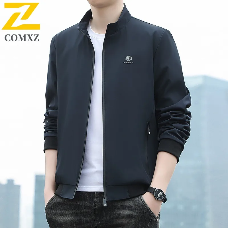 

COMXZ куртка мужская ветрозащитная водонепроницаемая куртка с воротником-стойкой деловое повседневное пальто больших размеров уличная спортивная одежда для пеших прогулок, кемпинга 2025