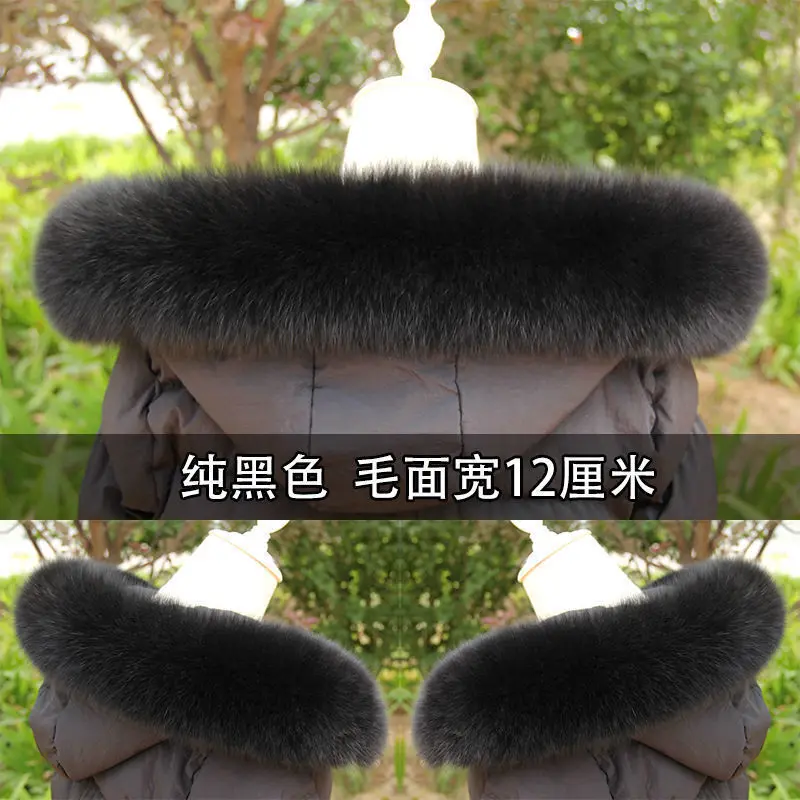 Winter Fox Fur Collar For Women Coat Fluffy Real Fur Hat Strips Hooded Fur Collar Scarf Genuine Warm Fox Fur Shawl Scarves