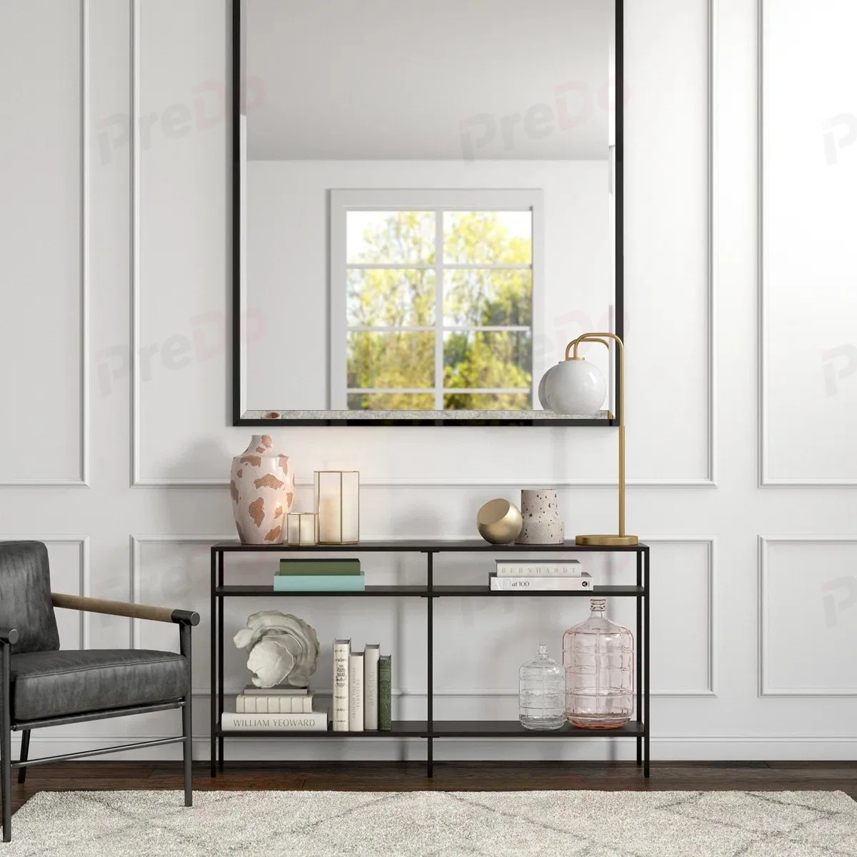 

Nordic-Style Iron Console Table with Multi-Layer Design for Entrance Storage Rack and Living Room Bookshelf