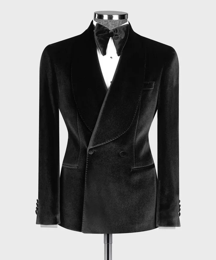 

Simple Velour Fabric Men High Quality Business Suits 2Pcs Blazer Pants Casual Tuxedo Man Office Blazers Clothing Male Customized