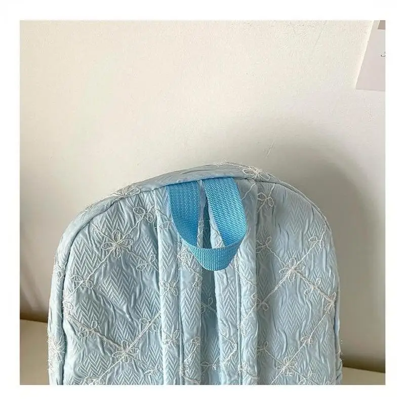 Nylon-Rucksack mit süßem Schleifenmuster, großes Fassungsvermögen, leicht, mehrere Taschen, Schultasche, lässiger Alltagsrucksack für Studenten und Pendler – Detail 20