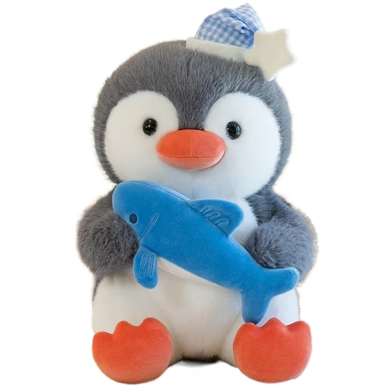 Kawaii Cudding Penguin Plush Toy Cute Penguin Hug Fish Fluffy Cartoon Animal Doll Lovely Room Decor Birthday Christmas Gift