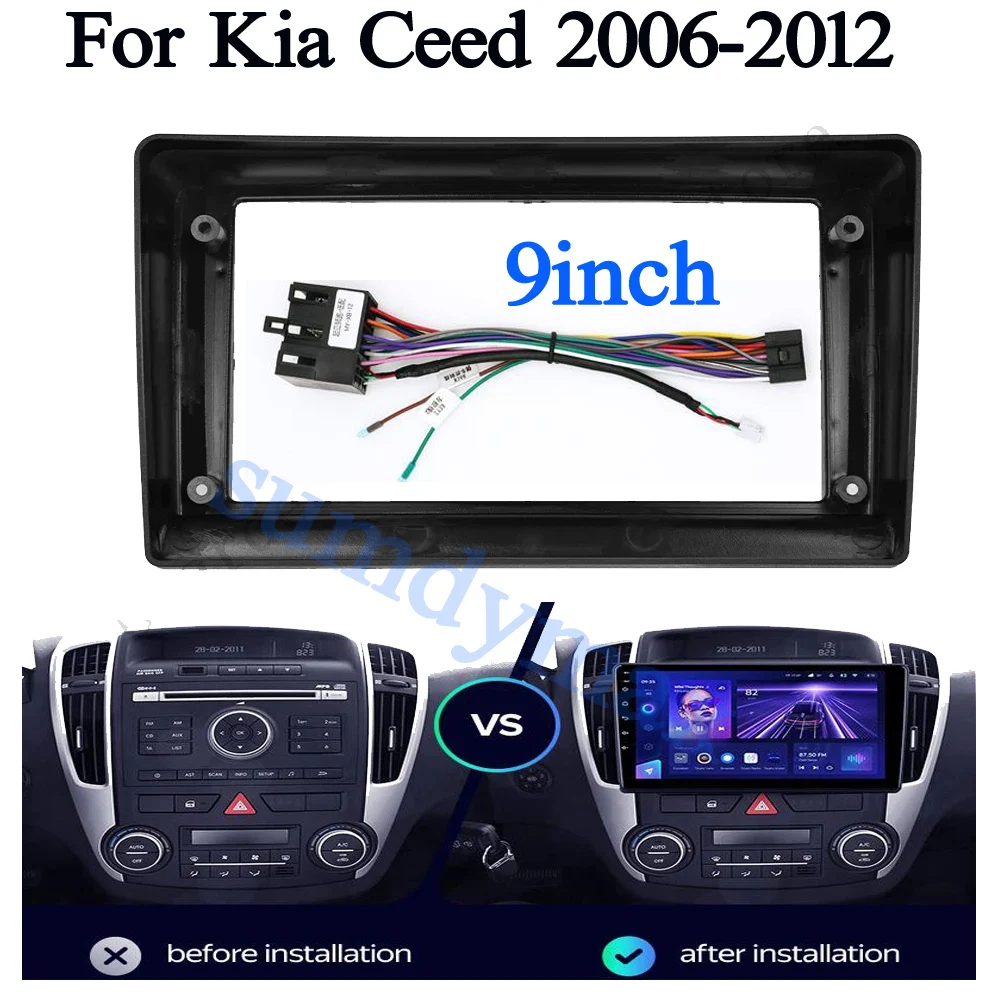 9inch Car Radio Frame Fascias Navigation Panel power cable For Kia CEED 2006-2012 Android Screen Dask Kit Fascia Frame