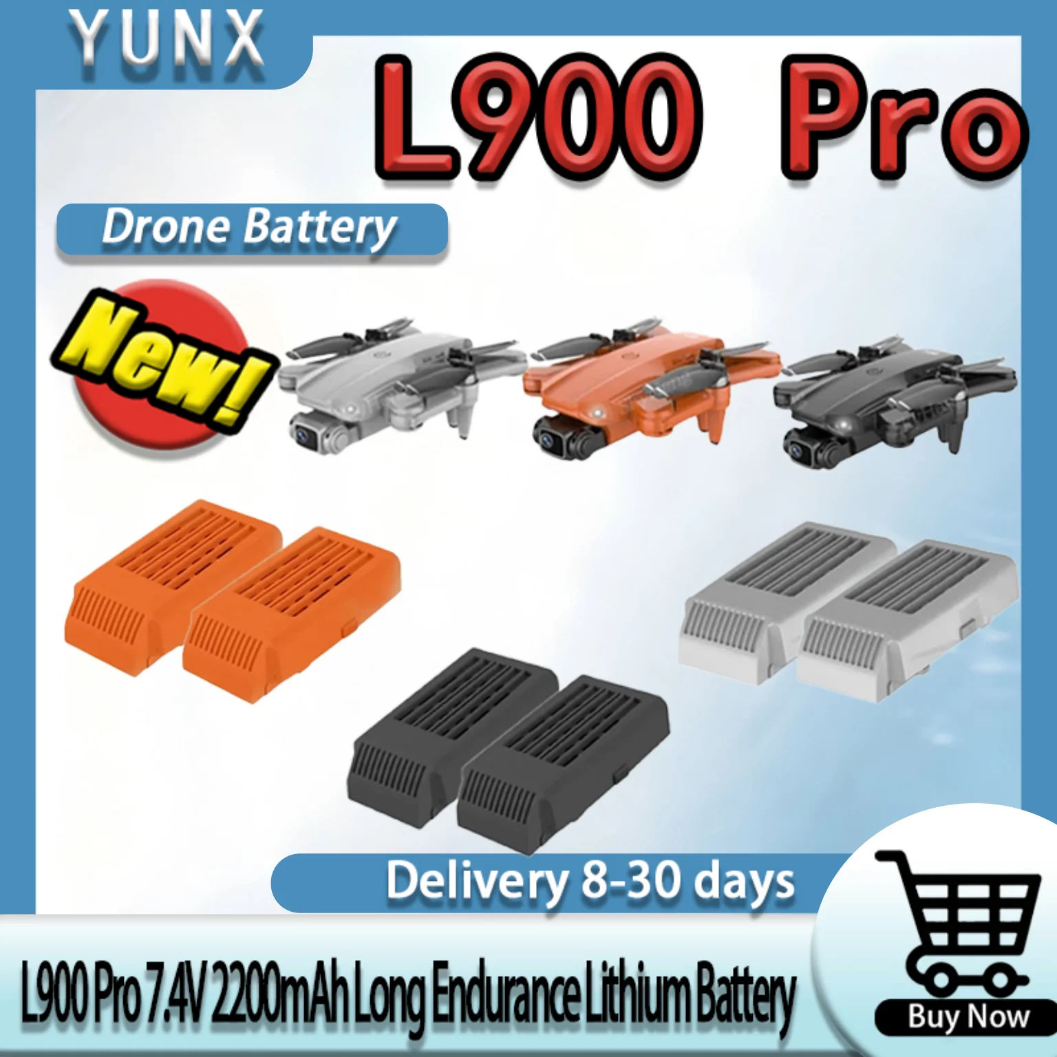 Long-Endurance 7.4V 2200mAh Lithium Power Pack, Precision Match Replacement Battery for L900 Pro GPS FPV Quadcopter