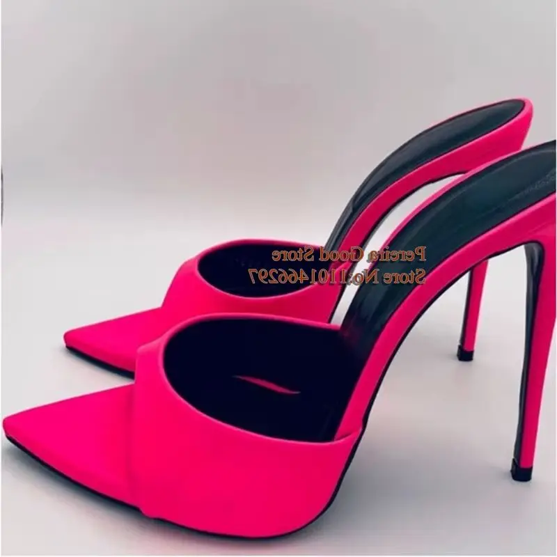 Zapatillas de mujer con punta puntiaguda, colores caramelo, tela, tacones altos de aguja, sandalias femeninas, zapatos de banquete elásticos en amarillo y azul