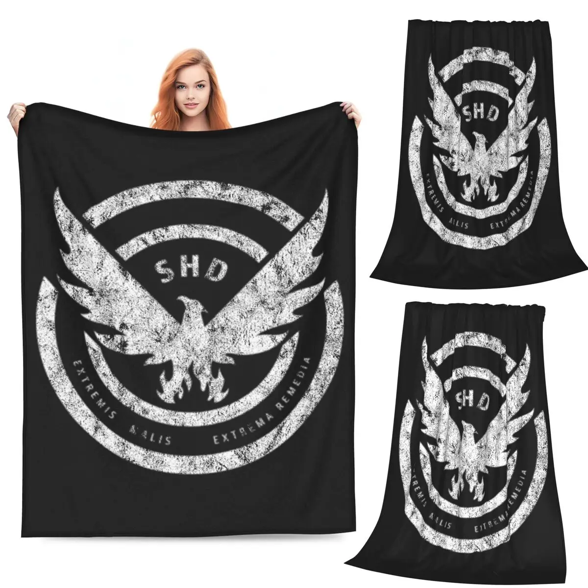 

The Division SHD Logo Distressed Blanket Fleece Sofa Throw Blanket Multi-function for Home Bedroom Travel Throws Bedspread Quilt