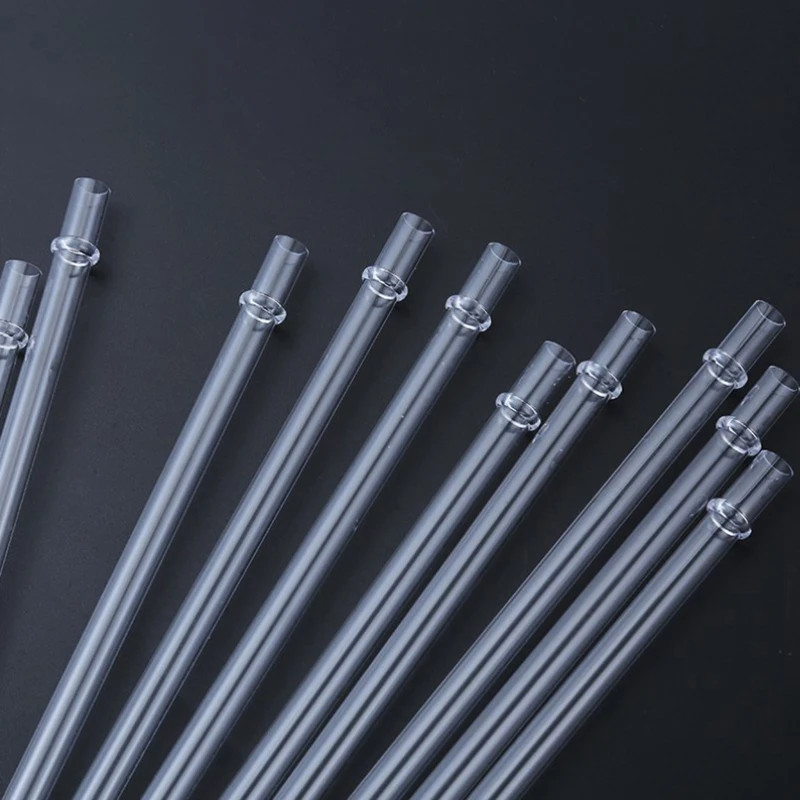 10Pcs Clear Buckle Straws Rigid Reusable Straws For Mugs Drinking Accessories