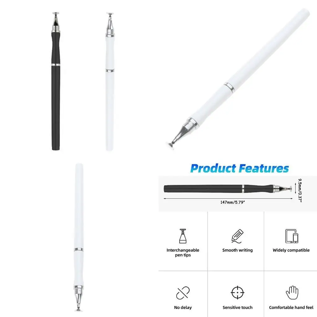

Y1UB 2 In1 Capacitive Pen for Touches Screen Pen Pencil For Tablet Cellphone Soft Nibs Laptop High Sensitivity Double for Hea