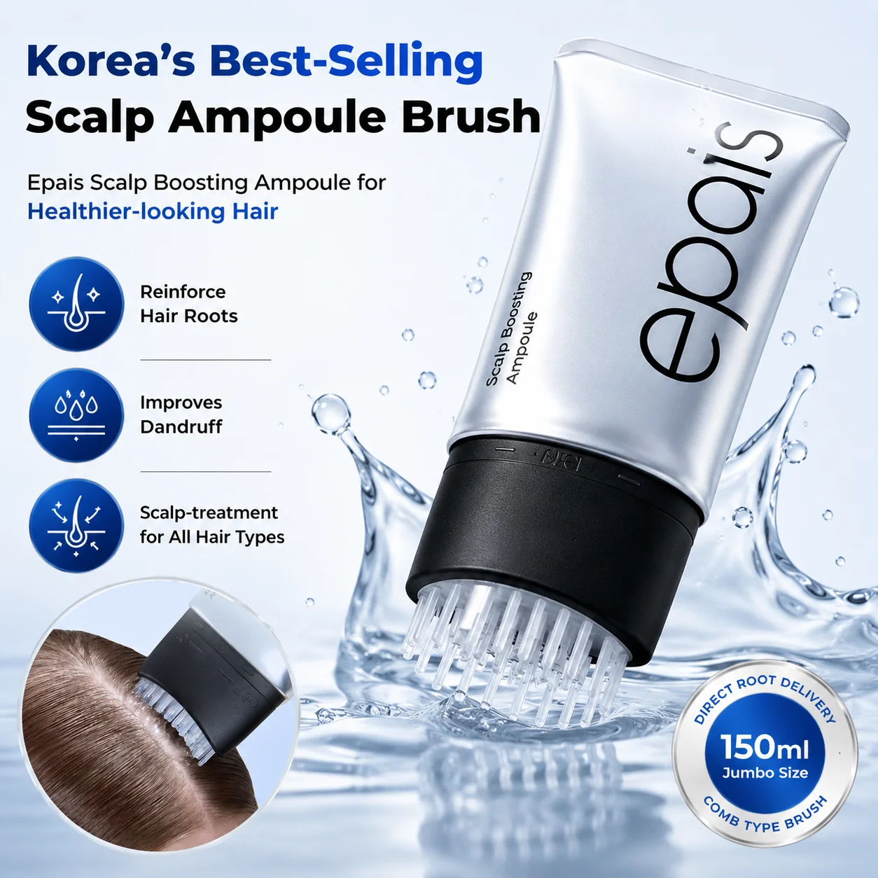 Epais Scalp Boosting Ampoule for Health-looking Hair, Scalp‑treatment, Improve Dandruff, Reinforce Hair Roots for All Hair Types
