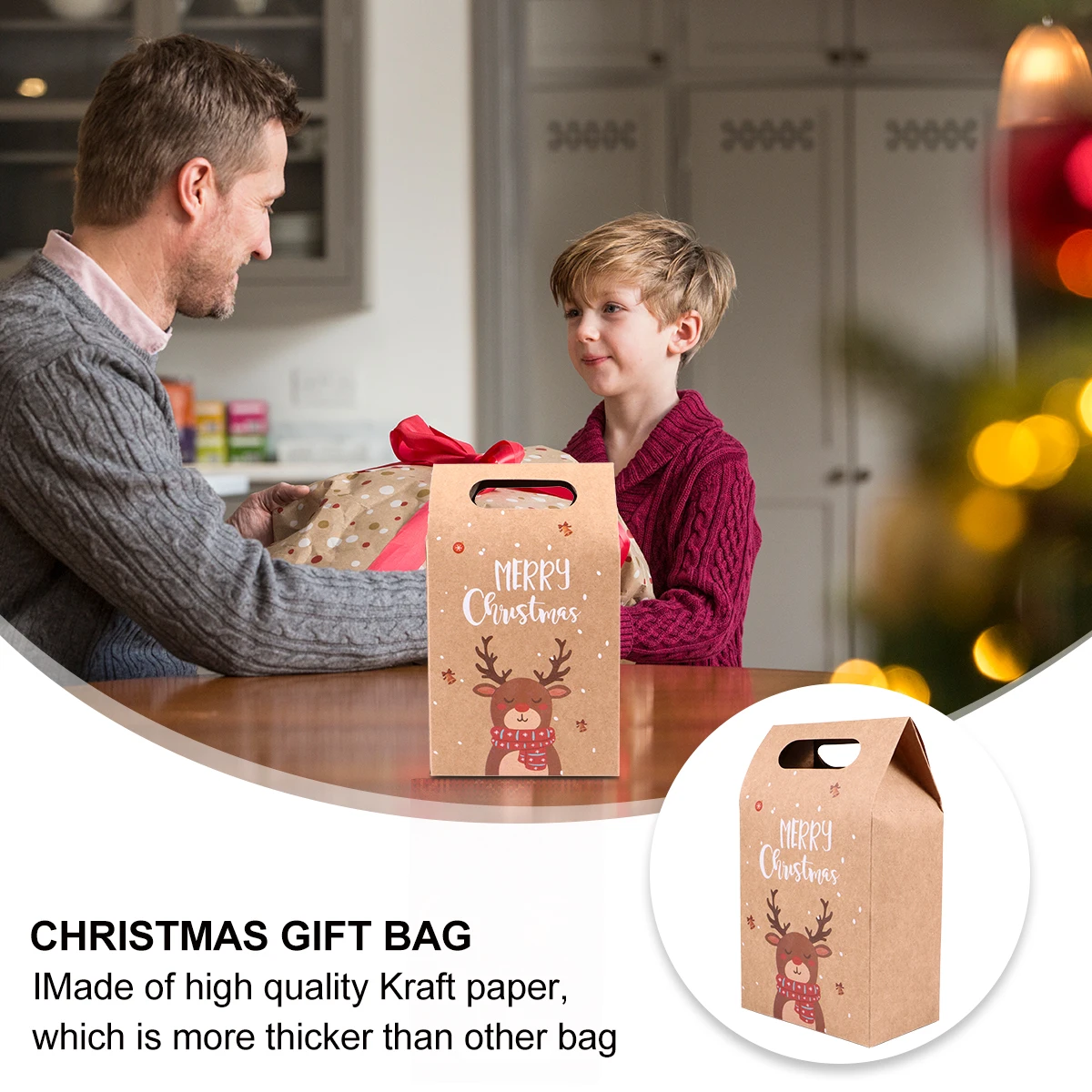 

24Pcs Christmas Apple Kraft Paper Bags Packaging for Candy Cookies Popcorn Gift Supplies Christmas Gift Bag Packaging Paper Bag