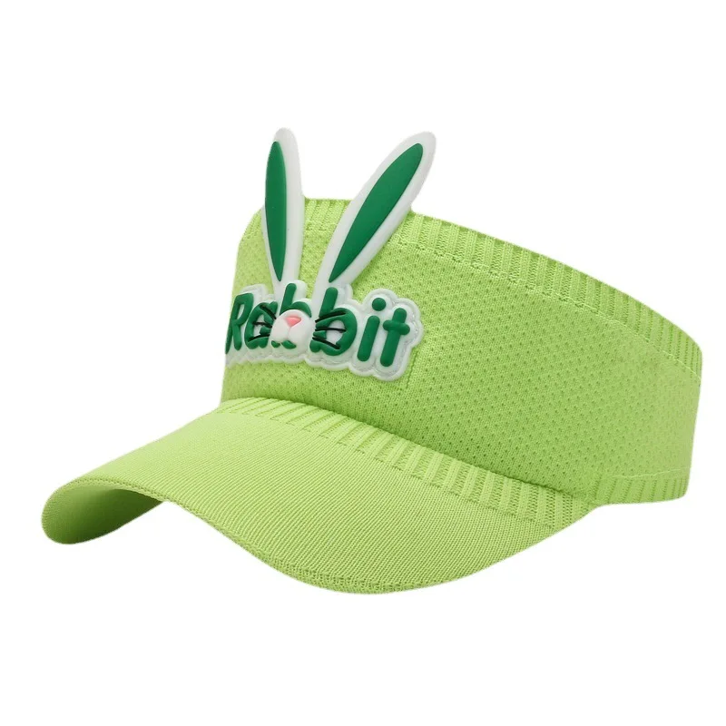 New Kids Sun Hats Children Summer Visors Cute Rabbit Ears Baby Hat Knitted Breathable Caps for Kids Boys Girls 3-12years Old