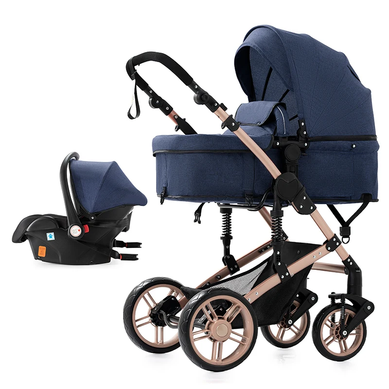 Luxus Kinderwagen Baby 3-in-1 Hochlandschaft Baby Kinderwagen Multifunktionaler Babyautositz und Kinderwagen