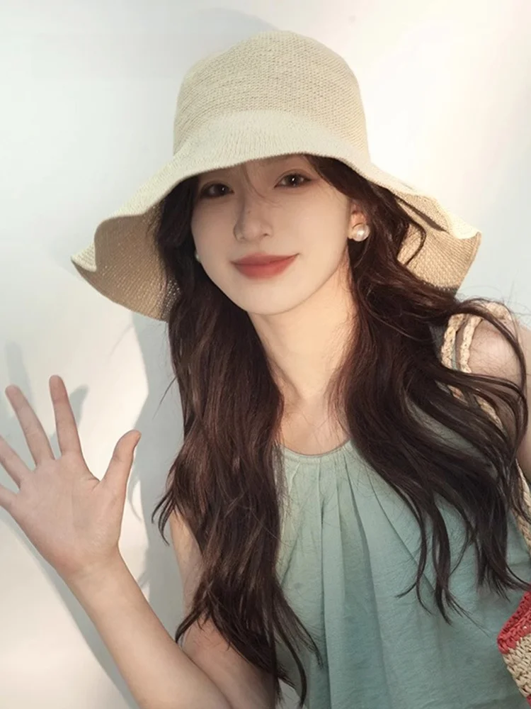 jhom-kowne-大きなつばの麦わら帽子-レディース-夏-ビーチ-日焼け防止-カジュアルスタイル-丸いトップキャップ-旅行や釣りに最適