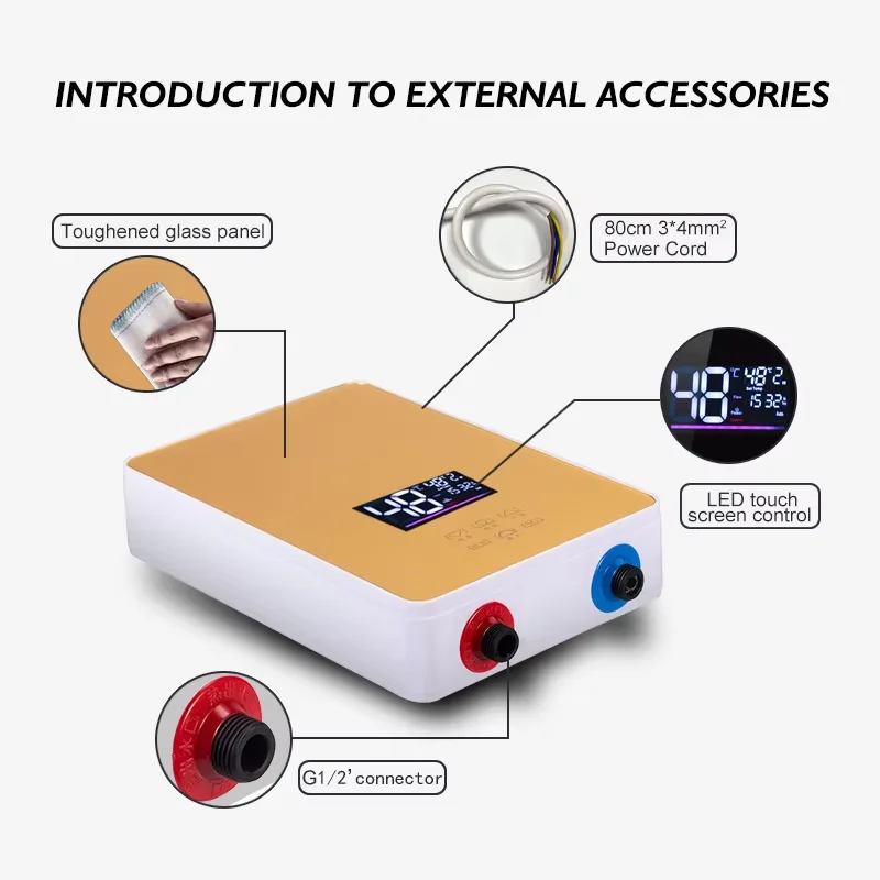 Бесплатный образец настраиваемый водонепроницаемый безрезервуарный электрический водонагреватель для всего дома легкий нагреватель для душа коммерческий водонагреватель