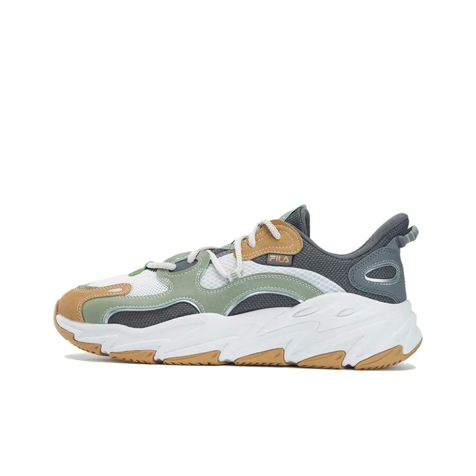 FILA Breathable Textile, Synthetic Leather Low top Running Shoes Men's Brown Green F12M332109FNQ
