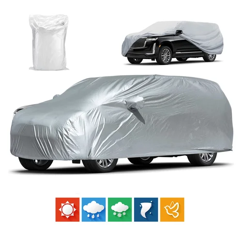 Cubiertas universales para coche SUV/sedán, impermeables para exteriores, sol, lluvia, nieve, protección resistente al polvo, UV, funda plateada para coche, S-XL