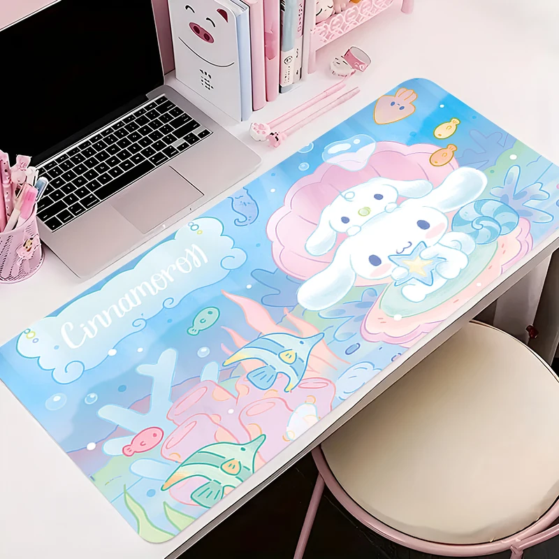 

Desk Mat Office Anime Mouse Pad Kawaii C-Cinnamorolls 900x400 Laptop Locking Edge Carpet Rubber Gaming Mousepad PC Keyboard Mats